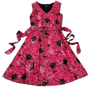 GEORGE dress size 12 sleeveless belted pinkish red 100%cotton